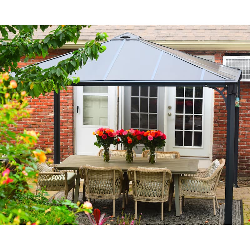 Palermo 12 ft. x 12 ft. Gray/Bronze Outdoor Gazebo - 12' x 12'