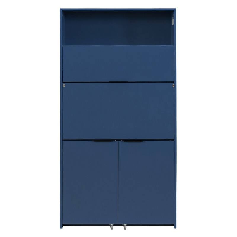 69"Tall Kitchen Pantry with Hutch, Multifunctional Storage Cabinet with Adjustable Shelf and Power Outlet