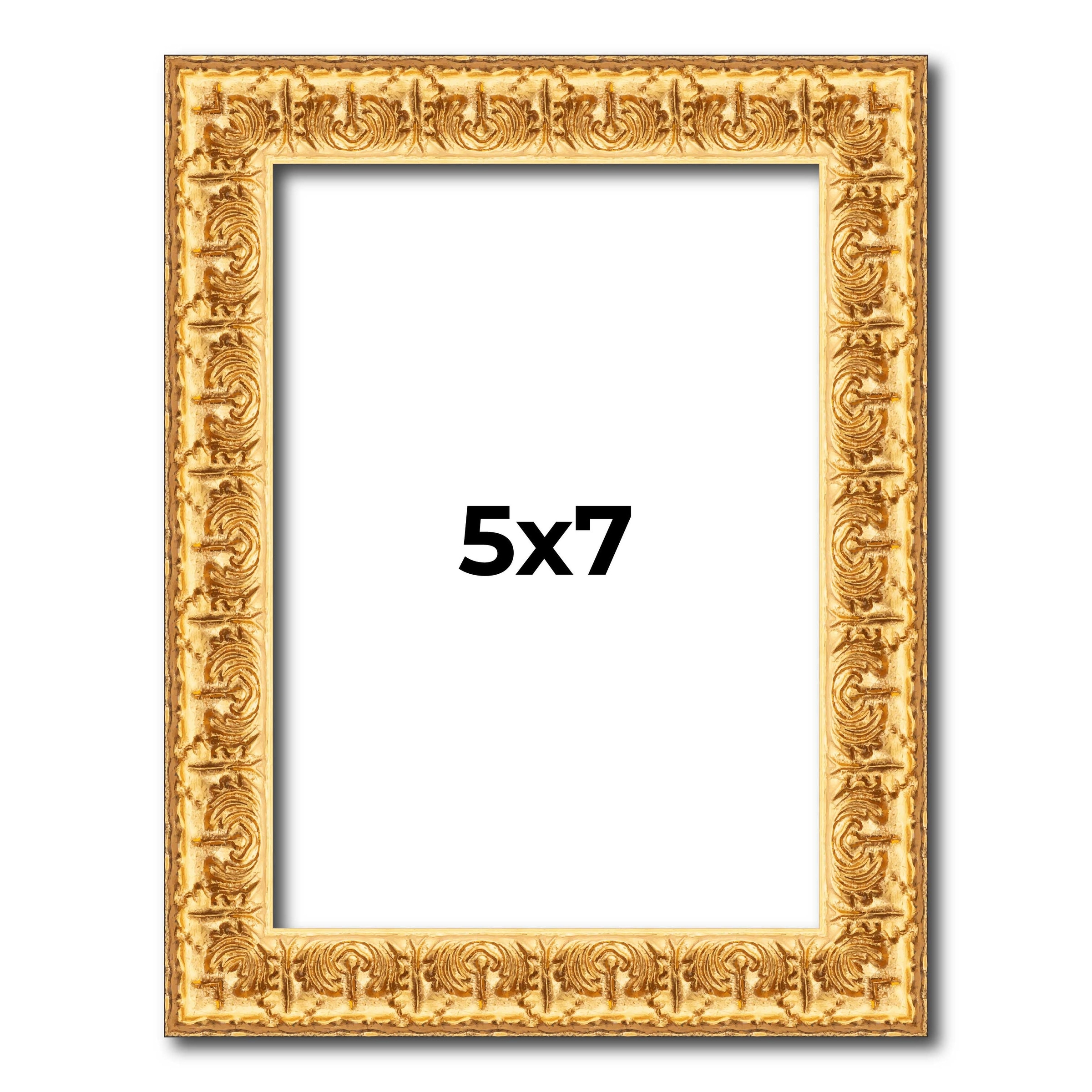 5x7 In Frame Gold Real Wood Picture Frame Width 1 inches | Interior