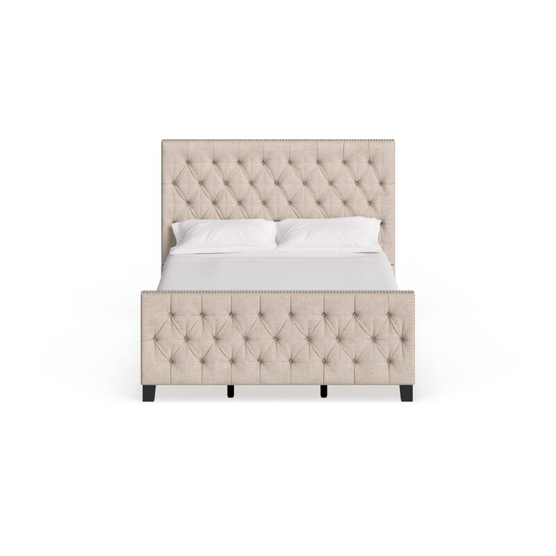 Knightsbridge Tufted Nailhead Chesterfield Bed with Footboard by iNSPIRE Q Artisan