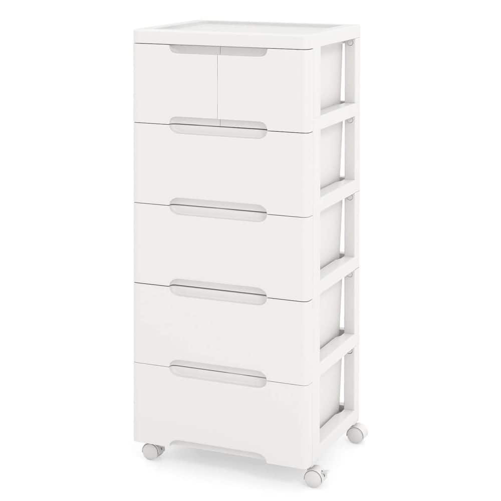 Costway 1 PCS 6-Drawer Plastic Rolling Storage Cart with 4 Universal - See Details