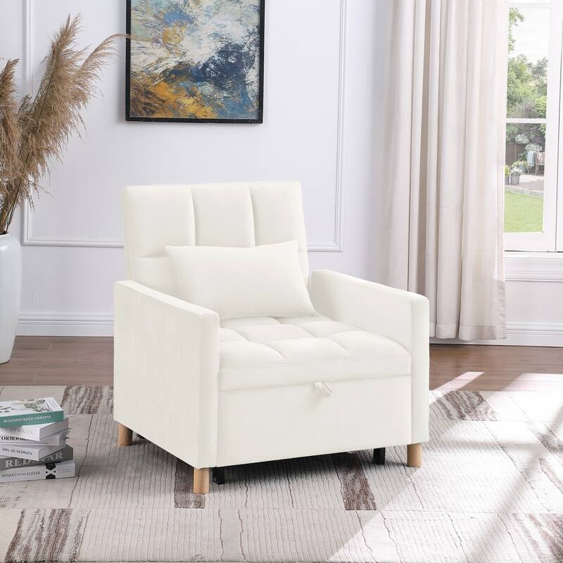 3-in-1 Convertible Sleeper Sofa Lounge Chair Bed, Black