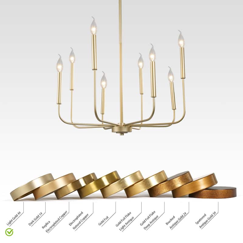Modern Gold 8-Light Chandelier Classic Wheel Ceiling Lights for Dining Room