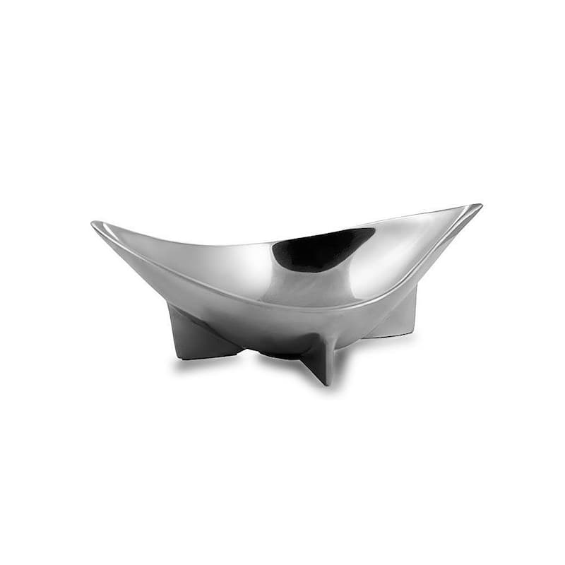 HomeRoots 12" Silver Aluminum Oval Centerpiece Bowl - 11.5' X '4' X '7.5
