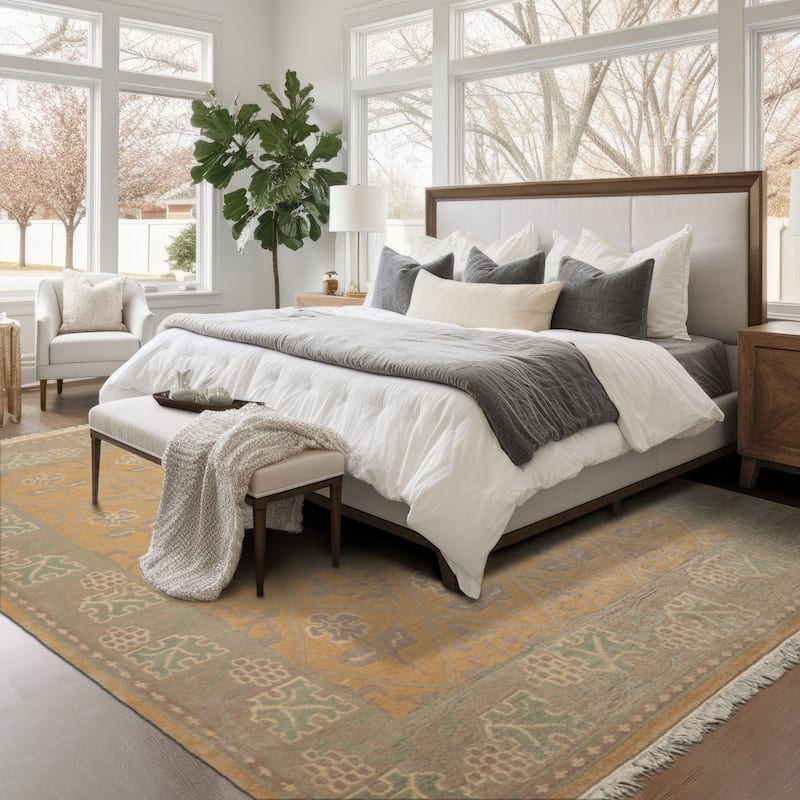 8x10 Hand Knotted Wool Tan Tibetan aesthetic Plush Pile Tufenkian Rug - 8' x 10' - 8'  x 10'