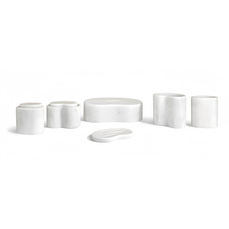 Roomfitters Marble Bathroom Accessories Set, Natural Stone Countertop Organizer Set, Solid Marble Vanity Accessories