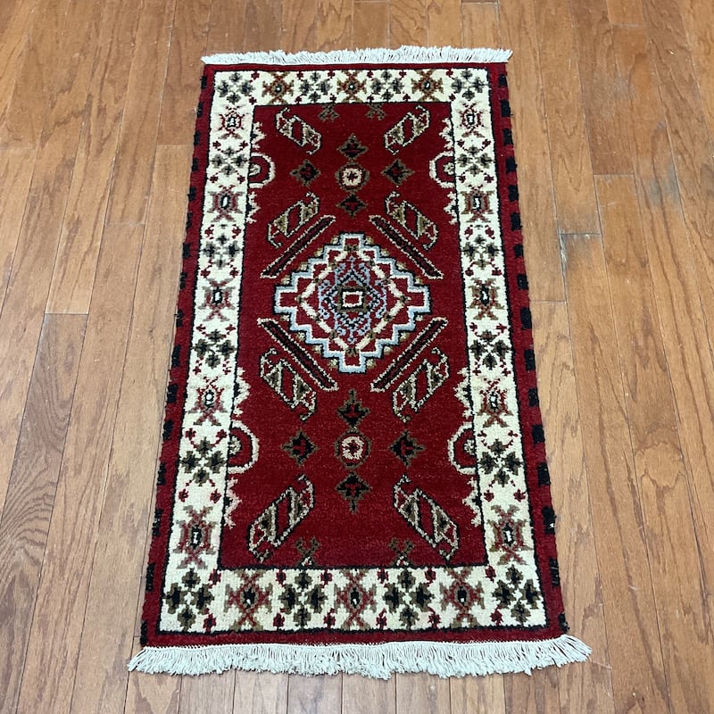 HERAT ORIENTAL Handmade Kazak Wool Rug - 2'1" x 3'9"