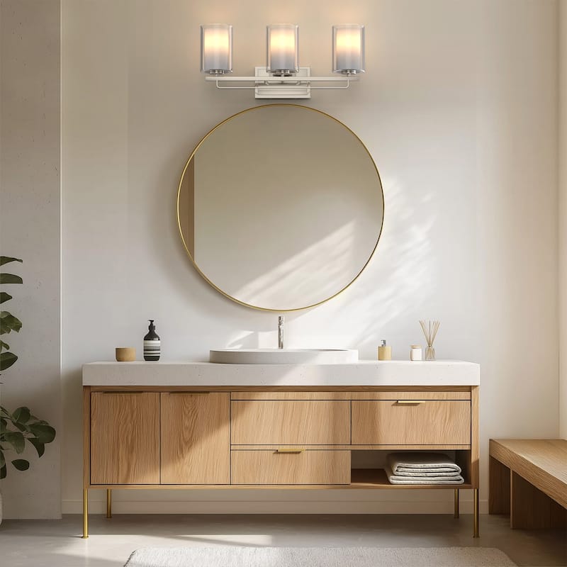 YANSUN 3-Light Wall Sconce Bath Fixture with Clear Glass Shades and Brushed Nickel Finish