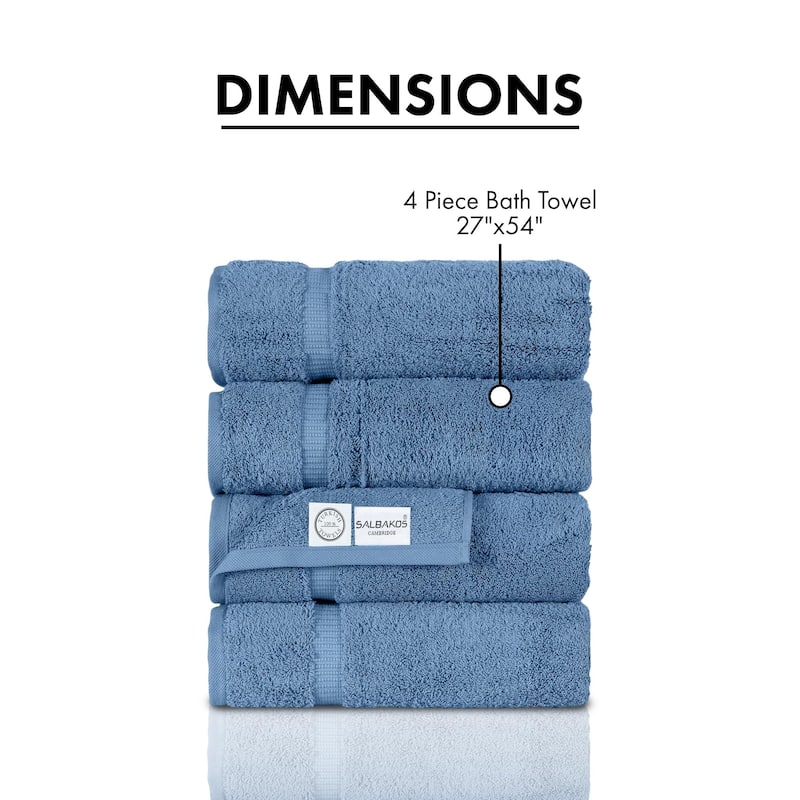 Salbakos Cotton Bath Towels Turkish Cotton Soft Absorbent Set of 4 - 27x54