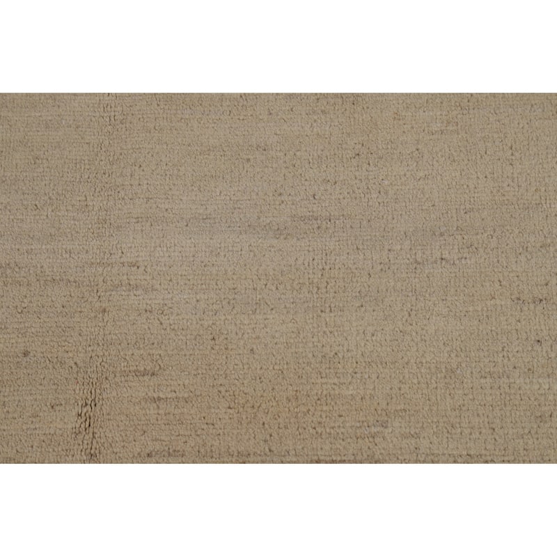 Gabbeh Modern Rug Handmade Beige Solid Wool Carpet - 4'2" x 5'10"