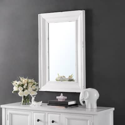 SAFAVIEH Linsa Rustic 28-inch White Wall Accent Mirror - 24" x 4" x 36"