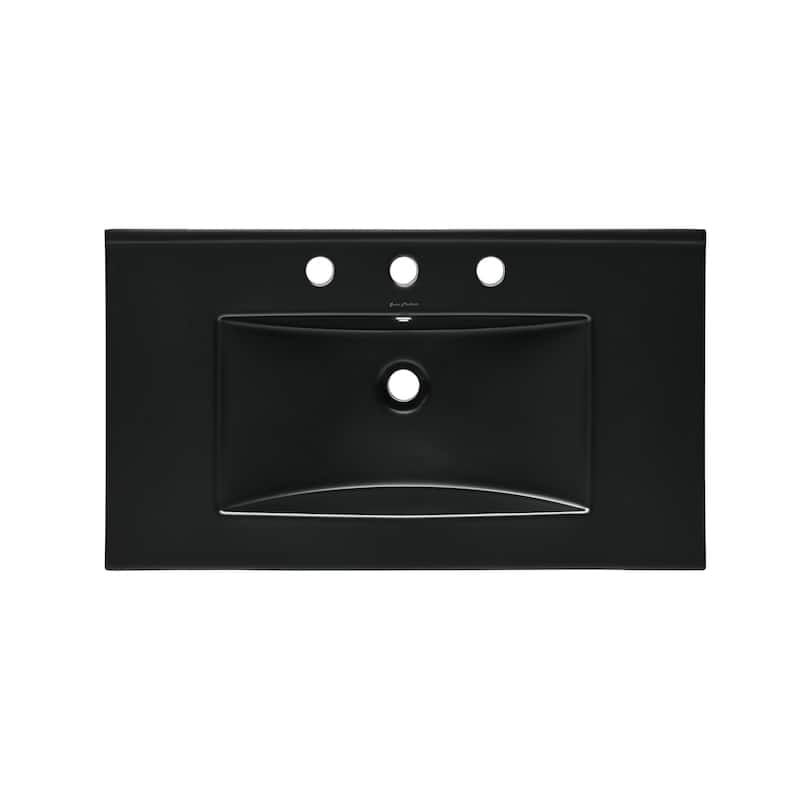 30" 3-Hole Widespread Vanity Sink Top In Glossy Black - 30