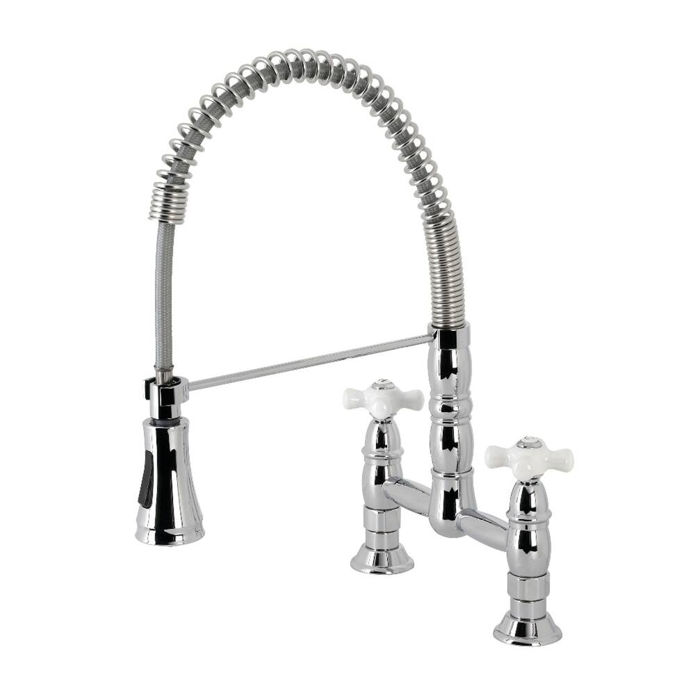 Heritage Two-Handle Deck-Mount Pull-Down Sprayer Kitchen Faucet