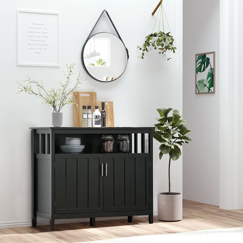 HOMCOM Sideboard Buffet Server Table with 2 Doors, Kitchen Storage Cabinet with Adjustable Shelves for Kitchen and Dining Room