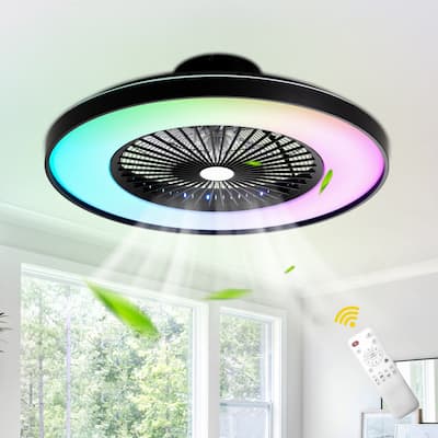 Bella Depot 23" Ceiling Fan with RGB LED Light and Remote APP Control Reversible 6-speed