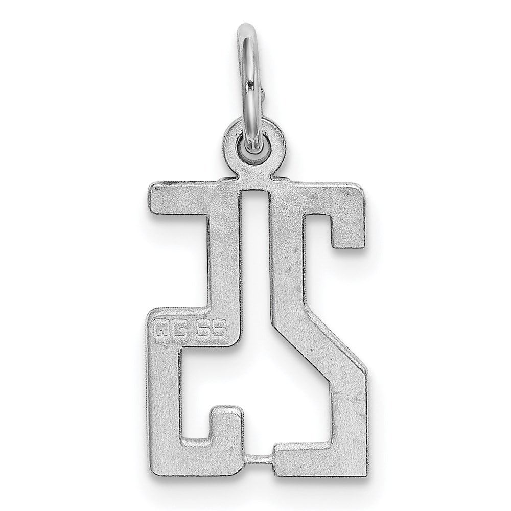 Sterling Silver Small Elongated Pol Number 25 Charm Pendant 