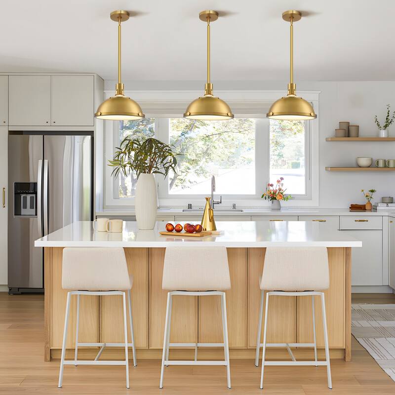 3-Light Farmhouse 3-Light Dome Chandelier Metal Pendant Light