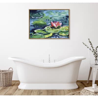 Kate and Laurel Sylvie Lily Pad Framed Canvas by Rachel Christopoulos