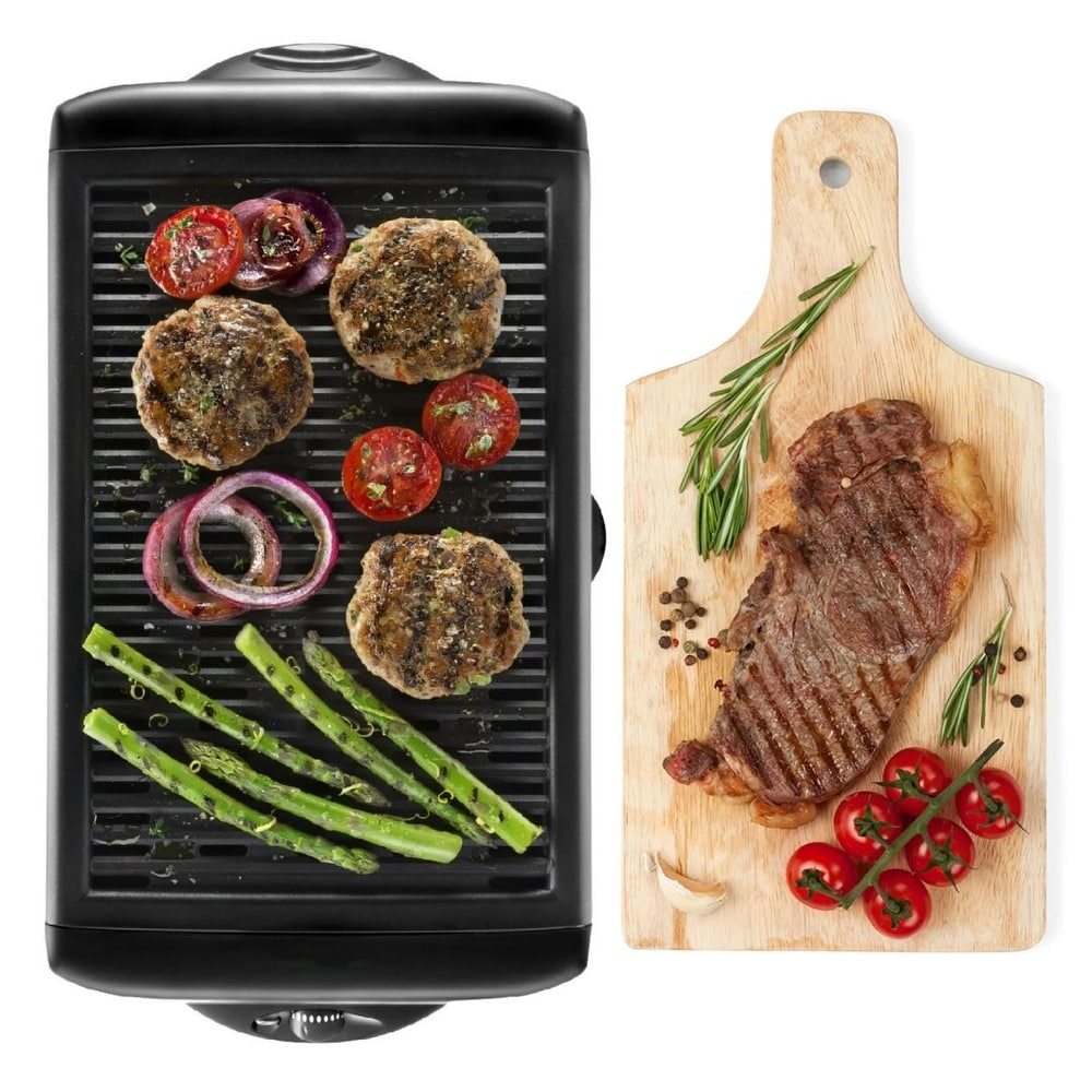 Ovente Electric Indoor Kitchen Griddle 16 x 10 Inch Nonstick Flat Cast Iron  Grilling Plate, Black GD1610B - Bed Bath & Beyond - 30142709
