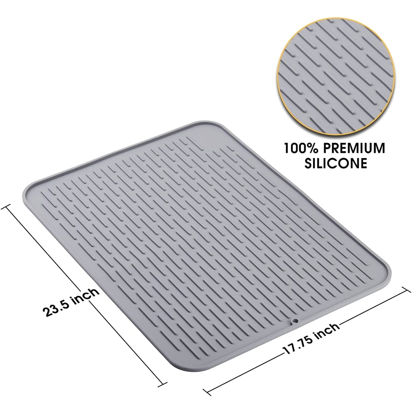 XL Silicone Dish Drying Mat 22 x 18 Inch - Large Counter Top Dish