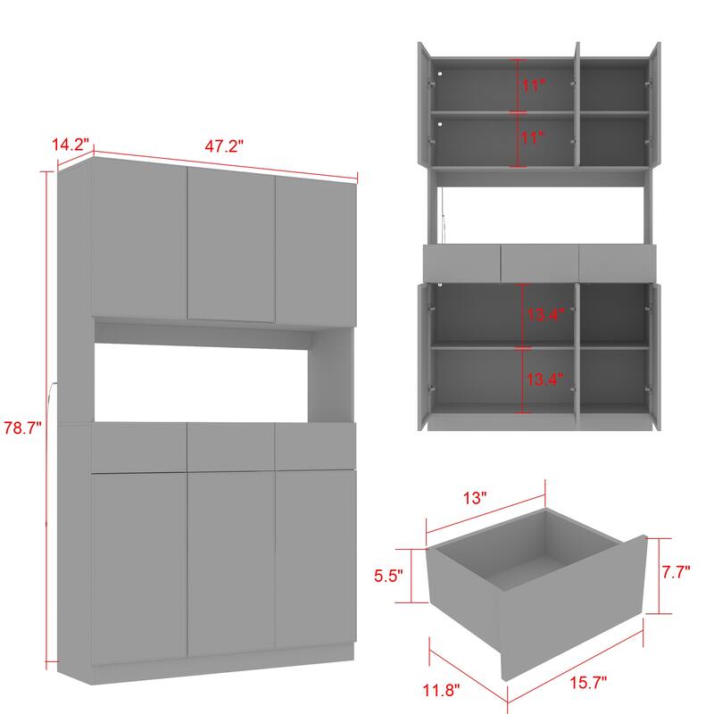 Tall Modular Display Storage Cabinet Bookcase w/Light Home Office