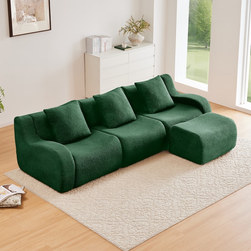 GDF Studio - Fairford 3-Seat Modular Sofa With Curved Armrests & Non-Slip Base