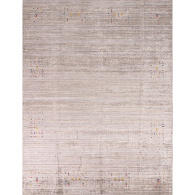Tribal Gabbeh Oriental Area Rug Handmade Silk Beige Carpet - 8'0" x 9'8"