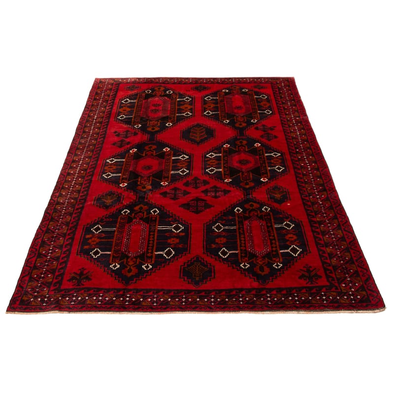 ECARPETGALLERY Hand-knotted Teimani Red Wool Rug - 6'8 x 9'11