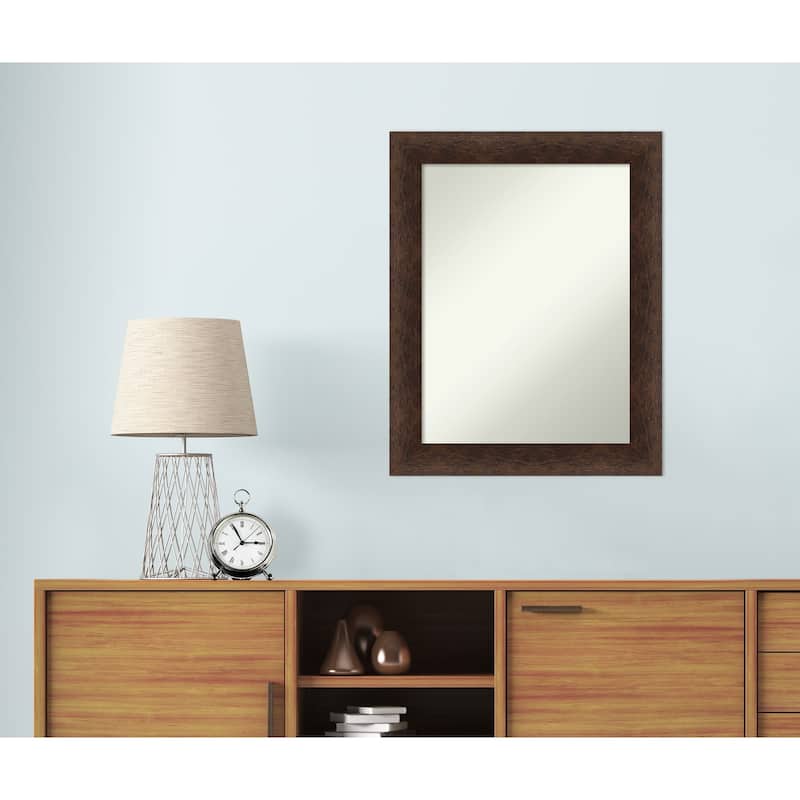 Warm Walnut Non-Beveled Wood Framed Wall Mirror - Warm Walnut