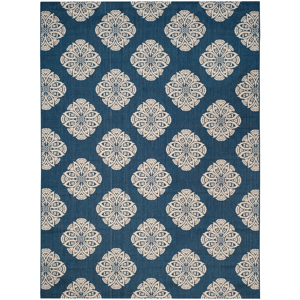 SAFAVIEH Courtyard Cedrine Floral Medallion Indoor/ Outdoor Waterproof Patio Rug Backyard