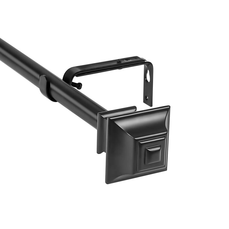 1-inch Diameter Pila Adjustable Single Drapery Curtain Rod - 28"-48" - Black