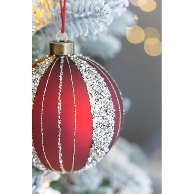 D4.7" Christmas Ball Ornaments, Glass Decorative Hanging Ball Christmas Tree Ornaments for Holiday Decorations, Set of 4