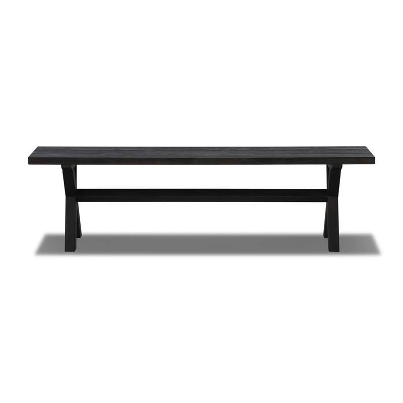 Cascais Solid Wood Bench with Trestle Base - Black Oak