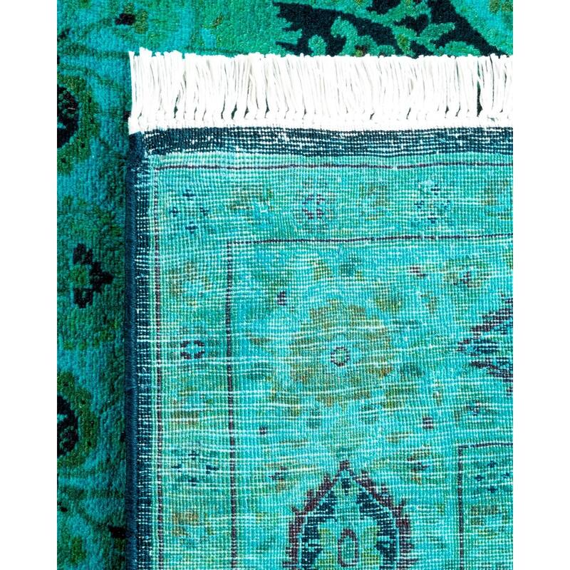 Overton Hand Knotted Wool Vintage Inspired Modern Contemporary Overdyed Blue Area Rug - 4' 2" x 6' 4"