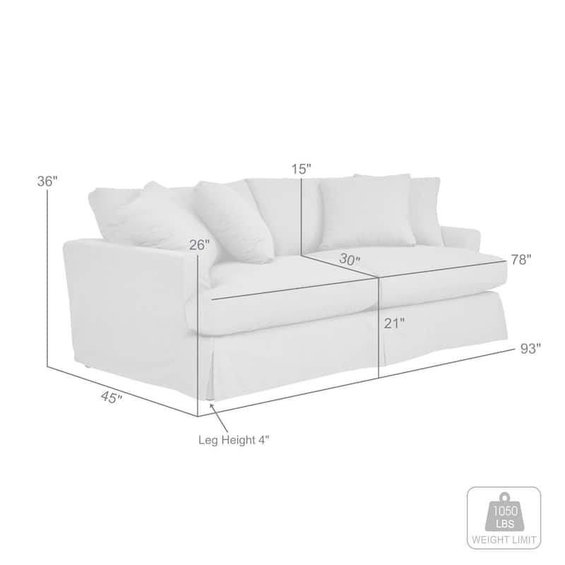 Ciara 93" Modern Upholstered Slipcovered Cloud Sofa Couch