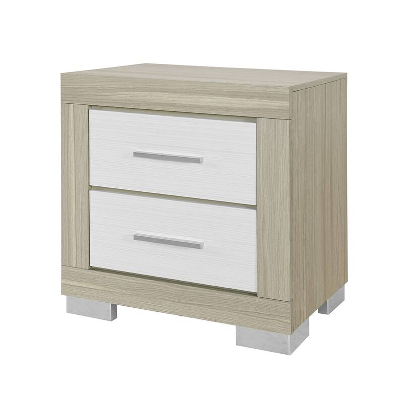 Two-Toned Nightstand with Spacious Drawers and Block Style Legs