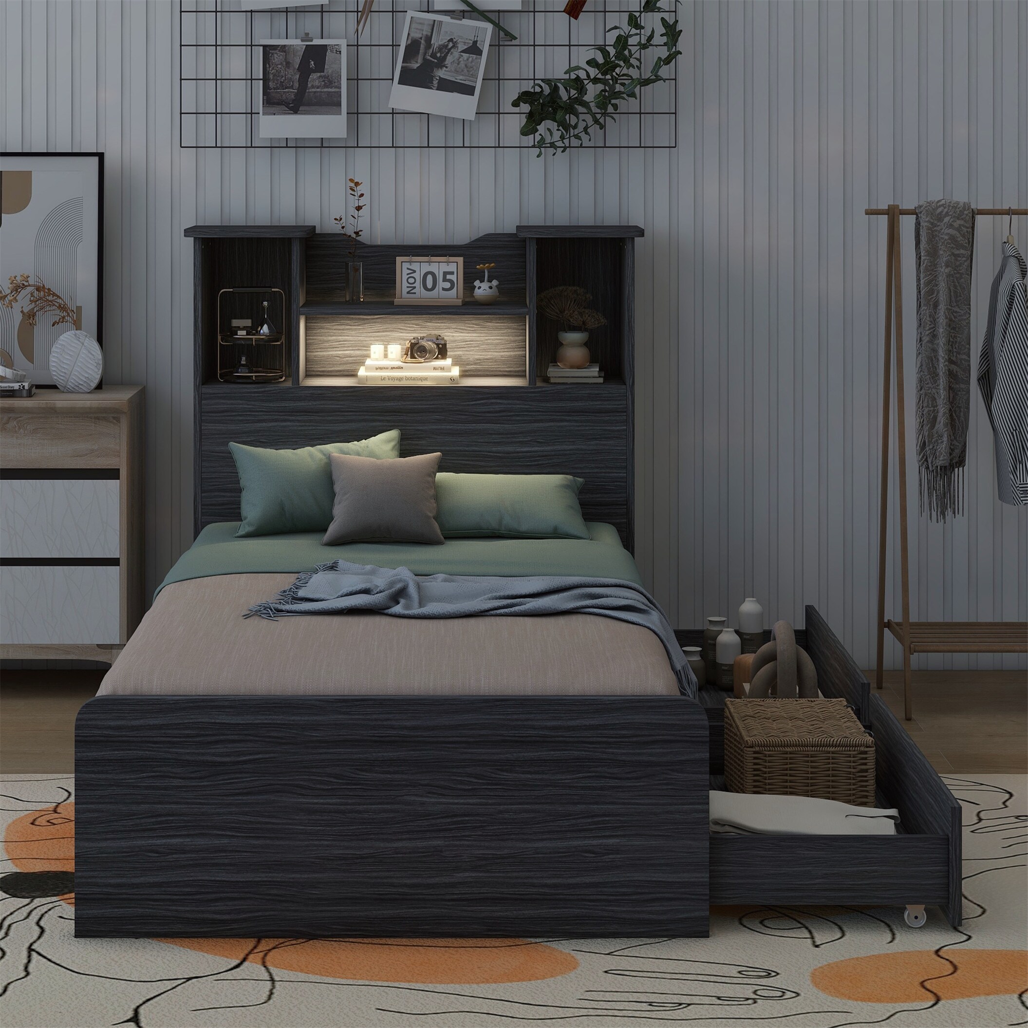 Charming Twin Storage Bed Frame with Multiple