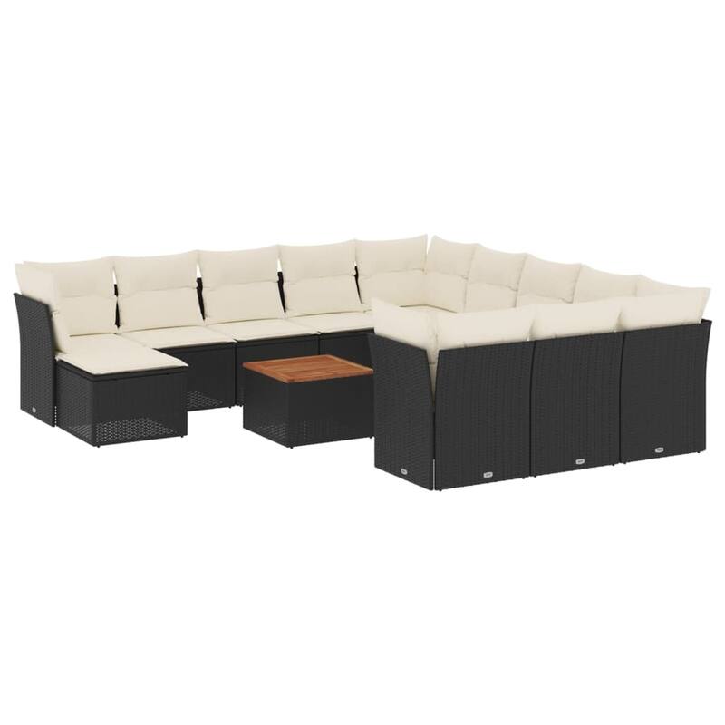 vidaXL Patio Sofa Set with Cushions Outdoor Furniture 13 Piece Poly Rattan - 25.8 x 24.4 x 27.2