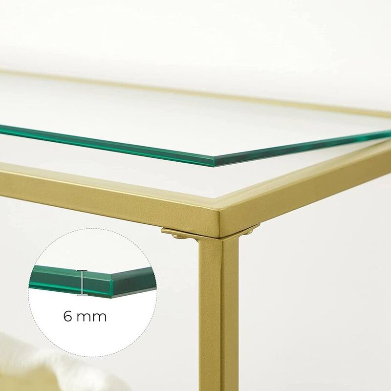 51” Console Table with Tempered Glass and Steel Frame Design Stylish and Functional Home Furniture - 11.8"D x 51.2"W x 28.7"H