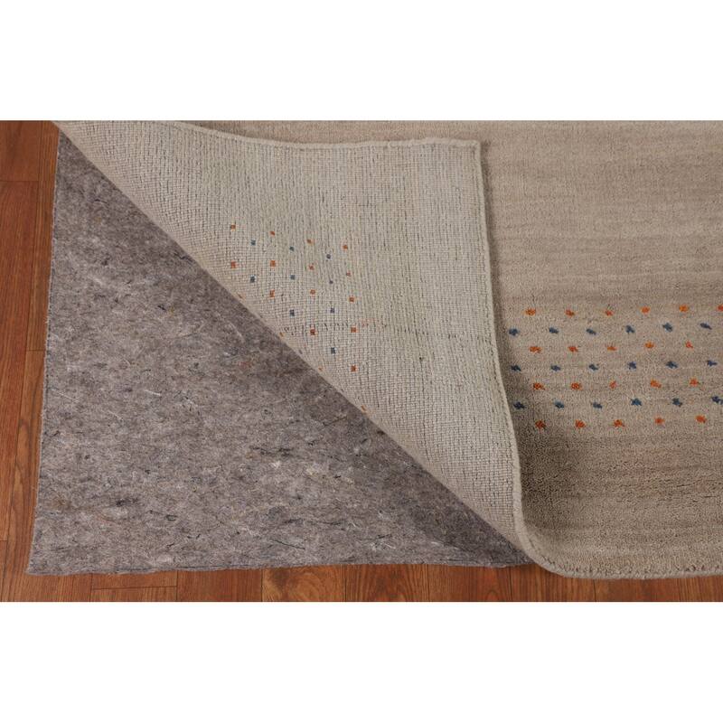 Tribal Gabbeh Oriental Area Rug Handmade Beige Wool Carpet - 5'4"x 7'6"