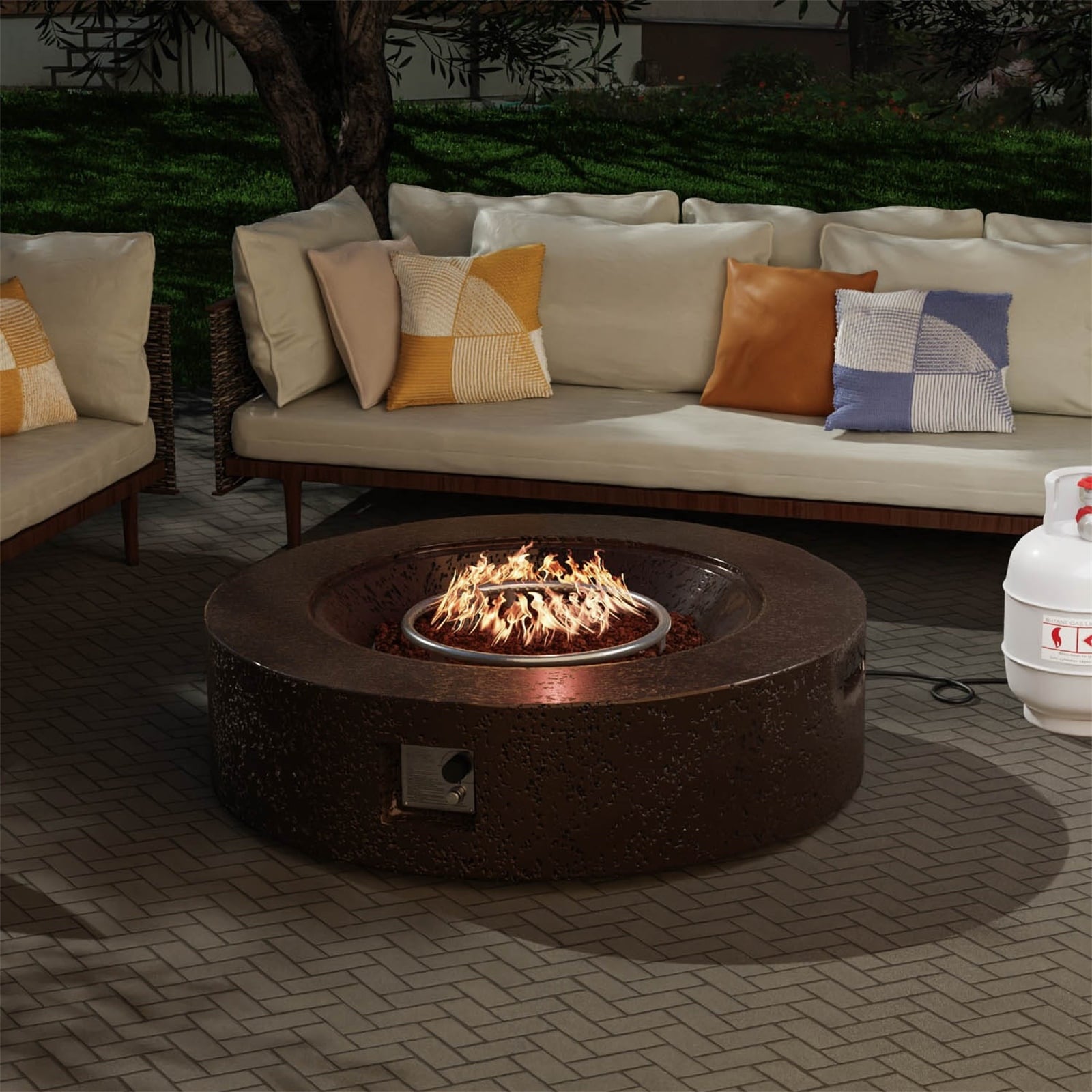 COSIEST Outdoor Propane Fire Pit Tank Outside with Waterproof Cover