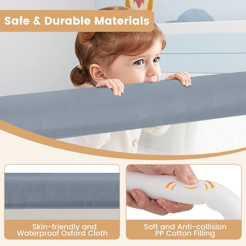 Gymax 2PCS 71'' Toddler Foldable Bed Rail w/ Adjustable Safety Strap