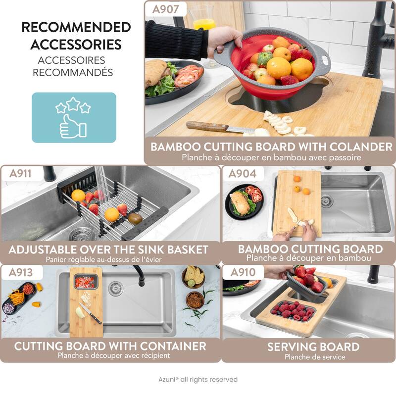 Dual Mount 32" Stainless Steel Single-Bowl Kitchen Sink Handmade - 32" x 18" x 9"