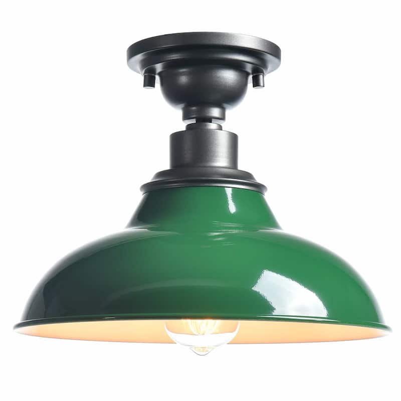 Cilento Farmhouse Ceiling Light Semi Flush Mount 1-Light - Green & White
