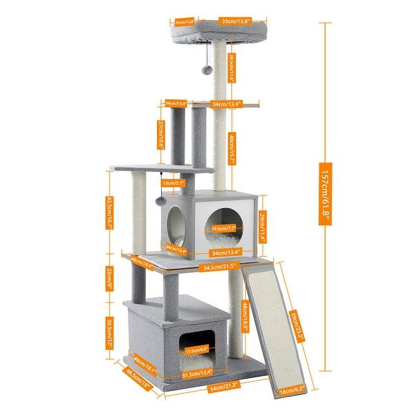 Gray Wood Cat Tower Dangling Toy Bed Bath & Beyond 38085904