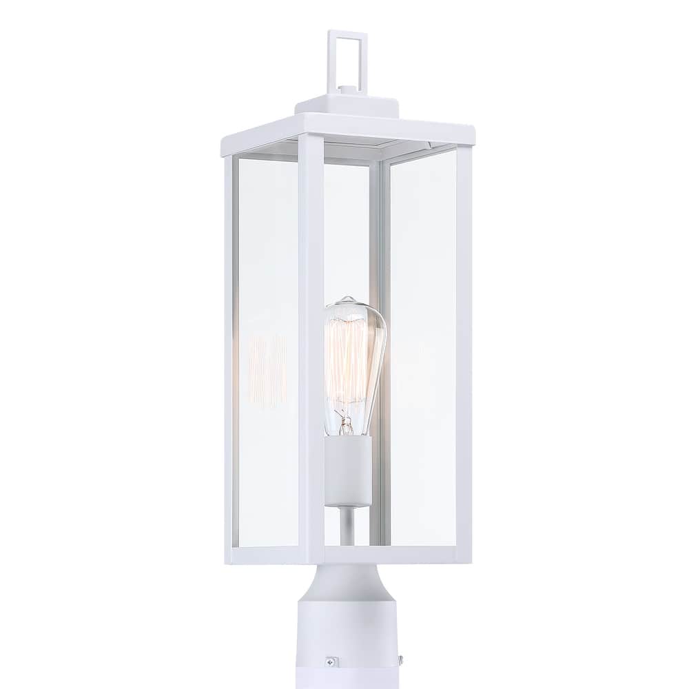 1-light Matte Black Outdoor Post Light Kits Head with Clear Glass Shade