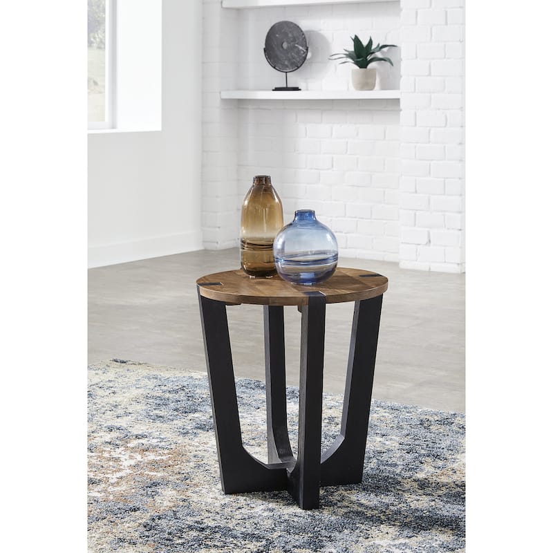 Signature Design by Ashley Hanneforth Brown/Black End Table - 22"W x 22"D x 24"H