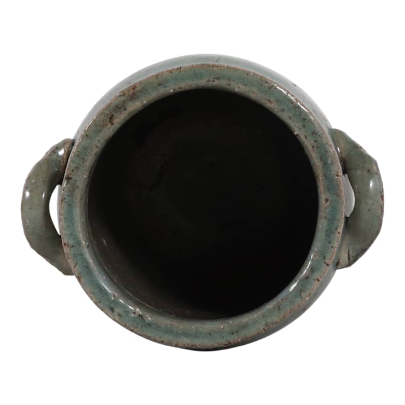 Ceramic Table Vase Rustic Handles Textured Artisan Decorative Accent