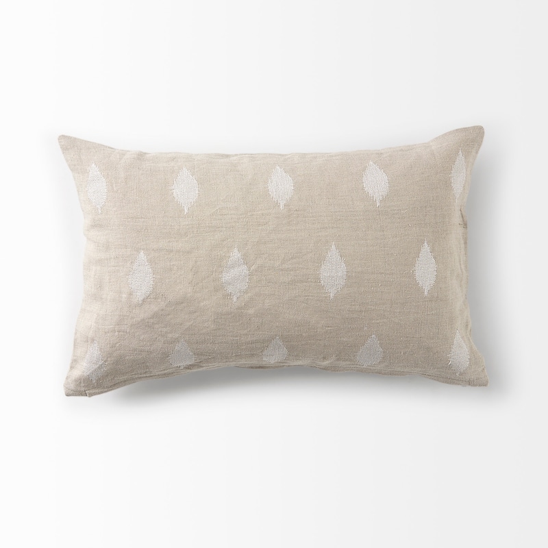 Enya 13L x 21W Beige and Cream Fabric Patterned Decorative Pillow Cover