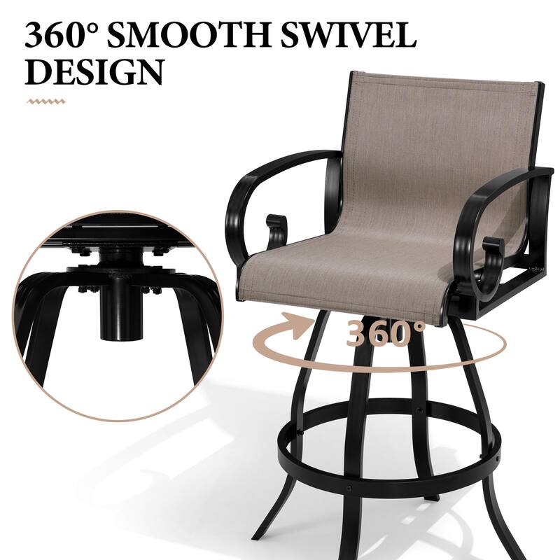 Outdoor Patio Sunbrella Fabric Swivel Aluminum Bar Stools